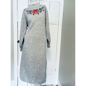 Vintage Kittens 80’s Flowers Cottagecore‎ Sweatshirt Dress Fuzzy Pajamas Fleece
